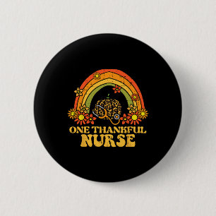 Fall Rainbow Thanker Nurse Erntedank Scrub Oben Button