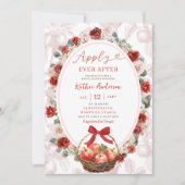 Fall Red Apple Toile Brautparty Einladung (Vorderseite)
