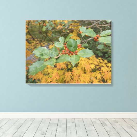 Fall Red Berries Leinwanddruck (Insitu (Holzboden))