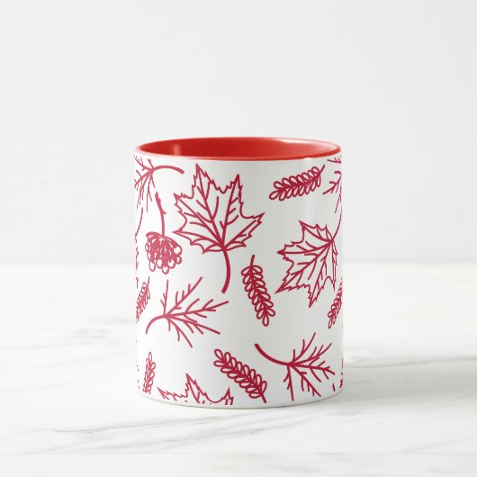 Fall Red Blätter Kontur Zwei-Tonen-Tasse Tasse (Zentrum)