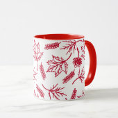 Fall Red Blätter Kontur Zwei-Tonen-Tasse Tasse (VorderseiteRechts)