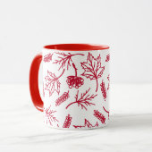 Fall Red Blätter Kontur Zwei-Tonen-Tasse Tasse (Vorderseite Links)