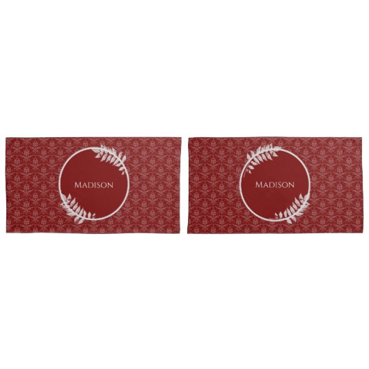 Fall Red Elegant Damask Pillow Kissenbezug (Vorderseite-Set)
