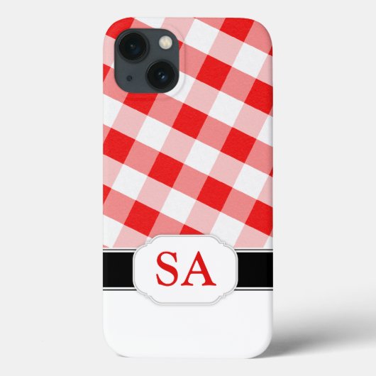 Fall Red Gingham Monogram Case-Mate iPad 2/3/4 iPhone Hülle (Rückseite)