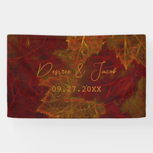 Fall Red Gold Rustic Elegante Maple Blätter Banner (Horizontal)