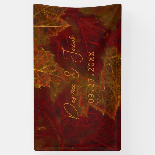Fall Red Gold Rustic Elegante Maple Blätter Banner (Vertikal)
