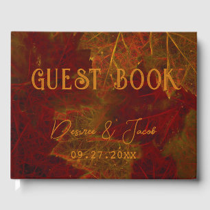 Fall Red Gold Rustic Elegante Maple Blätter Gästebuch
