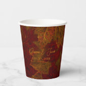 Fall Red Gold Rustic Elegante Maple Blätter Pappbecher (Vorderseite)
