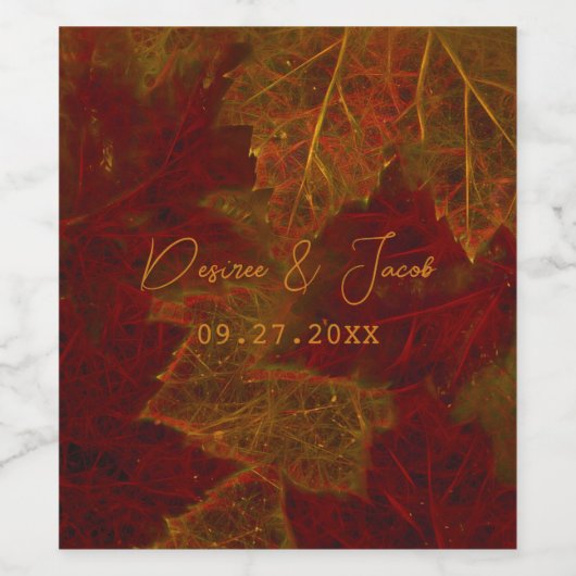 Fall Red Gold Rustic Elegante Maple Blätter Weinetikett (Einzelnes Label)