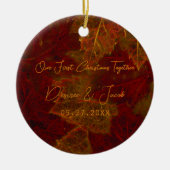 Fall Red Gold Rustikale Elegante Blätter Weihnacht Keramik Ornament (Vorne)