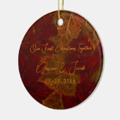 Fall Red Gold Rustikale Elegante Blätter Weihnacht Keramik Ornament (Links)