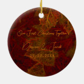Fall Red Gold Rustikale Elegante Blätter Weihnacht Keramik Ornament (Hinten)