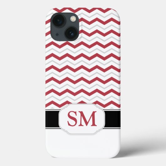 Fall "Red & Gray Zickzack" iPad 2/3/4 Monogramm Case-Mate iPhone Hülle (Rückseite)