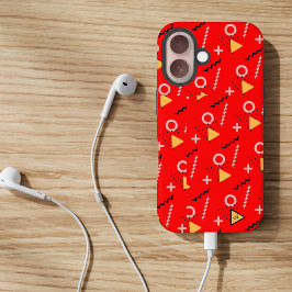 Fall Red Memphis Monogram Case-Mate iPhone 16 Hülle