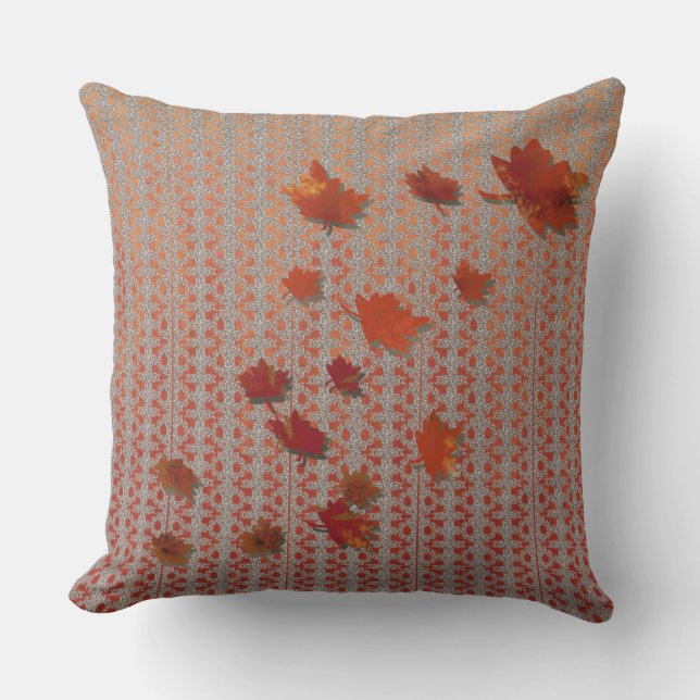 Fall Red und Orange Blätter Ombre Muster Kissen (Vorderseite)