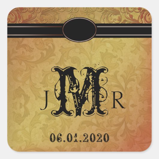 Fall Regency Wedding Monogram Sticker (Vorderseite)