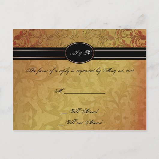 Fall Regency Wedding RSVP Einladungspostkarte (Vorderseite)