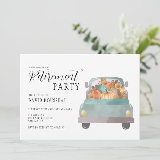 Fall-Rente-Party Einladung (Stehend Vorderseite)