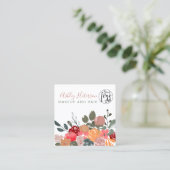 Fall Retro Boho floral qr-Code-Logo Haarschminke Quadratische Visitenkarte (Stehend Vorderseite)