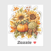 Fall Richtigkeit - Sonnenblume, Trauben, Kürbisgew Aufkleber (Blatt)