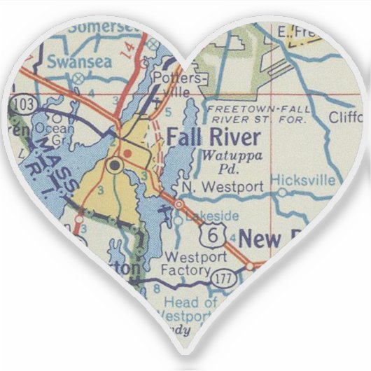 Fall River MA Classic Karte Aufkleber (Vorderseite)
