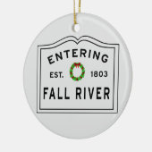Fall River, MA Holiday Wreath Keramik Ornament (Links)