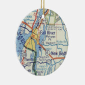 Fall River MA Vintage Karte Keramik Ornament (Rechts)