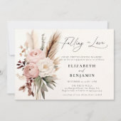 Fall Romantische Boho Peony Pampas Engagement Part Einladung (Vorderseite)