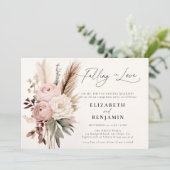 Fall Romantische Boho Peony Pampas Engagement Part Einladung (Stehend Vorderseite)