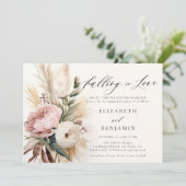Fall Romantische Peony Rosen Pampas Engagement Par Einladung (Stehend Vorderseite)