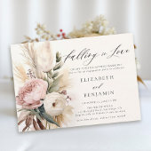 Fall Romantische Peony Rosen Pampas Engagement Par Einladung