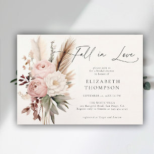Fall Romantisches Boho Peony Pampas Chic Brautpart Einladung