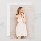 Fall Rosa Foto mit floralen Aquarellen Sweet 16 Einladung (Rückseite)