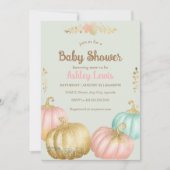 Fall rosa und goldene Kürbisdusche einladen Einladung (Vorderseite)