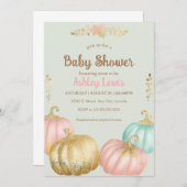 Fall rosa und goldene Kürbisdusche einladen Einladung (Vorne/Hinten)