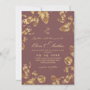Fall Rose Brown Hochzeit Einladung