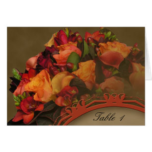 Fall-Rosen-Blumenstrauß-Tischnummerzeltkarte