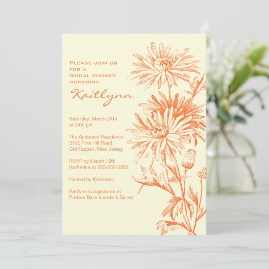 Fall-Rost u. SahneblumenBrautparty Einladung (Stehend Vorderseite)