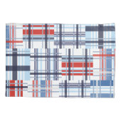 Fall Rot, Weiß und Blau Madras Pillow Kissenbezug (Rückseite)