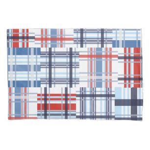 Fall Rot, Weiß und Blau Madras Pillow Kissenbezug