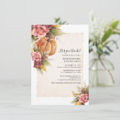 Fall Rust Blätter Pumpkin Friendsgiving Dinner Einladung (Stehend Vorderseite)