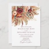 Fall Rust Burgundy Florals Pampas Foto Wedding Einladung (Vorderseite)