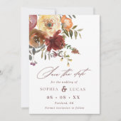 Fall Rust Burgundy Orange Script Foto Wedding Save The Date (Vorderseite)