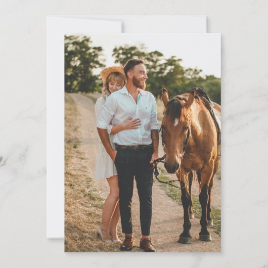 Fall Rust Burgundy Orange Script Foto Wedding Save The Date (Rückseite)