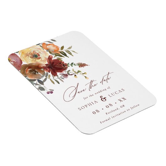 Fall Rust Burgundy Orange Script Wedding Rettete T Magnet (Rechte Seite)
