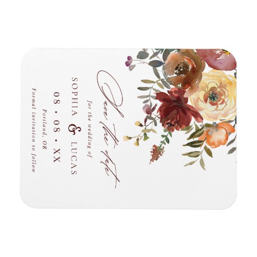 Fall Rust Burgundy Orange Script Wedding Rettete T Magnet (Horizontal)