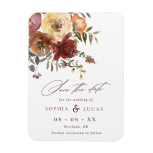 Fall Rust Burgundy Orange Script Wedding Rettete T Magnet