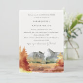 Fall Rust Mountain Trees Foliage Probe Abendessen Einladung (Stehend Vorderseite)