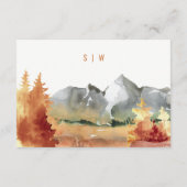 Fall Rust Mountain Trees Wedding QR Code RSVP Begleitkarte (Rückseite)