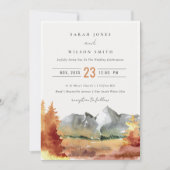 Fall Rust Orange Mountain Trees Foliage Hochzeit Einladung (Vorderseite)